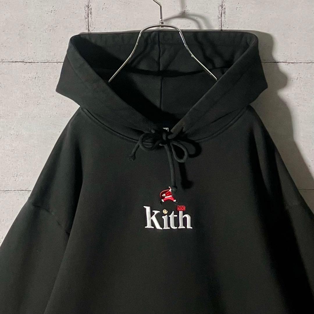 【入手困難】KITHキス☆刺繍ロゴスウェットパーカー希少サイズL