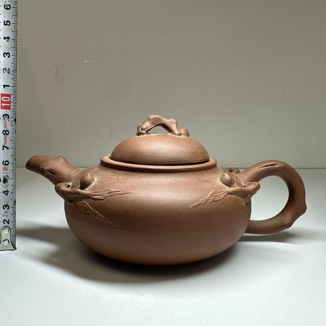 周揚大銘　朱泥急須　幅約20㎝　東Y7-0430☆2Fタエチ
