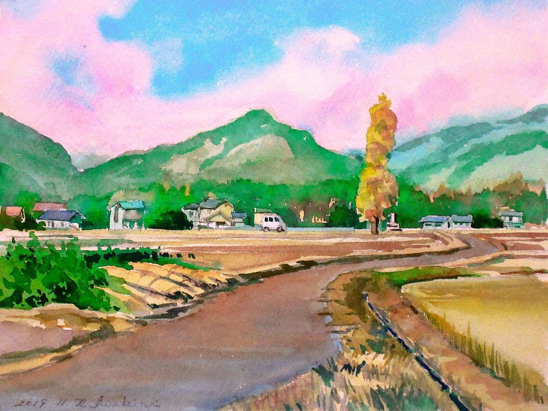 水彩画 風景画 2018年作品 フレーム付き 原画