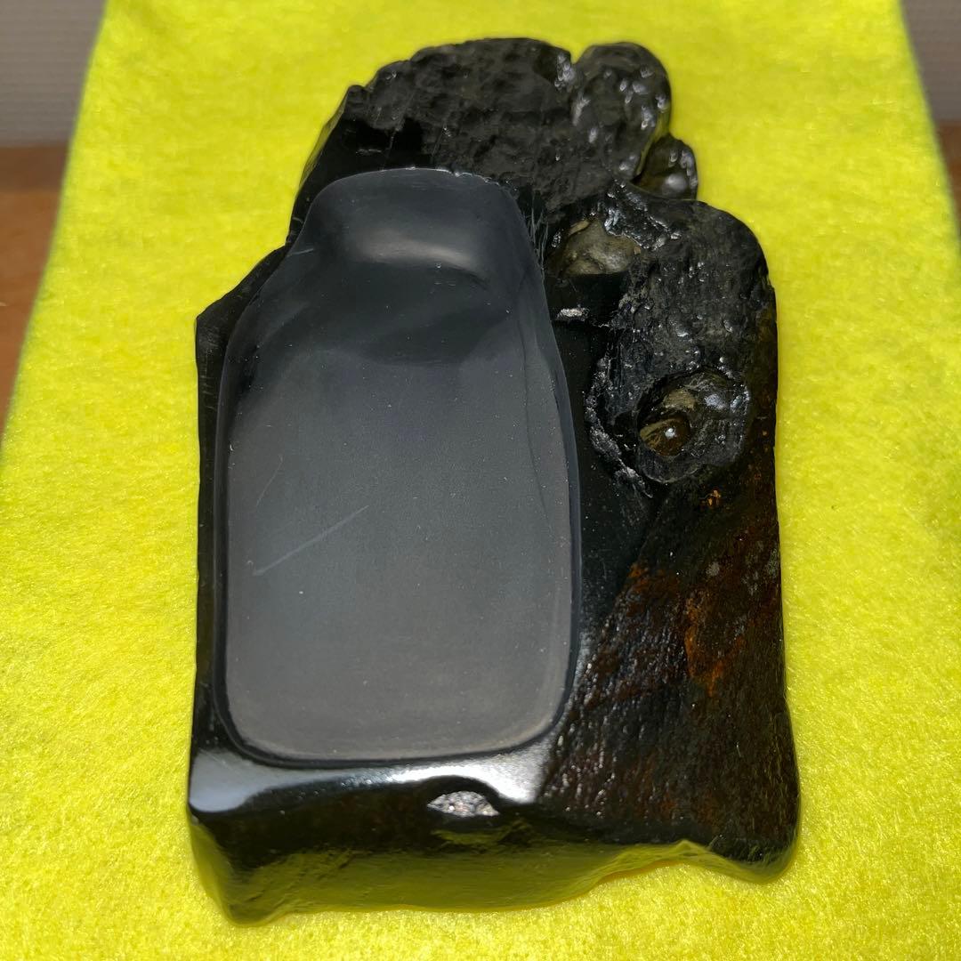 ⭕️屋久島硯　秀命堂　秀命作　純手彫り　希少な硯　女性好み作品　荒々しさ感じる