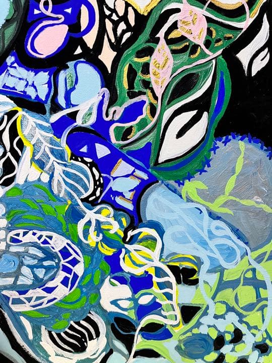 絵画　青と植物