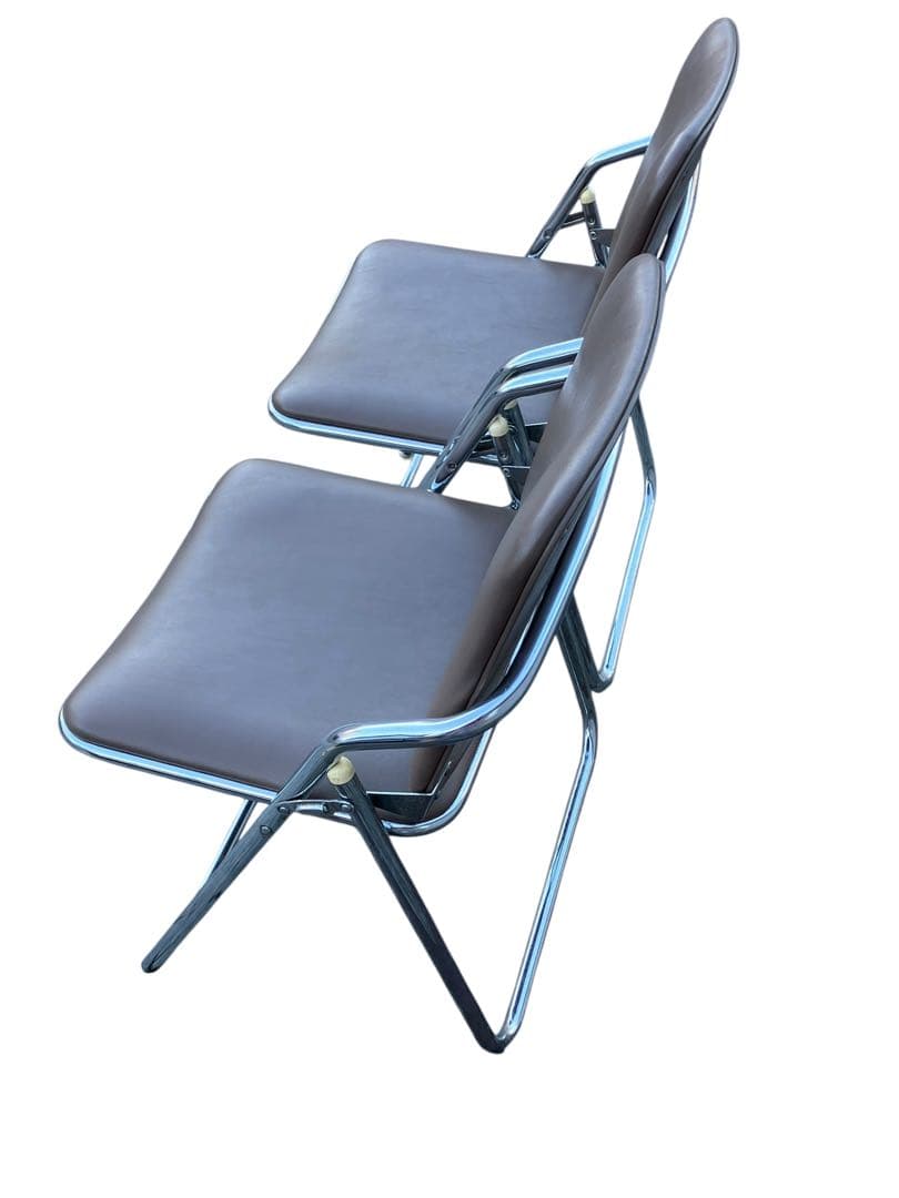 オカムラ パイプ椅子 2脚セット 昭和レトロ 折りたたみ ビンテージ イス