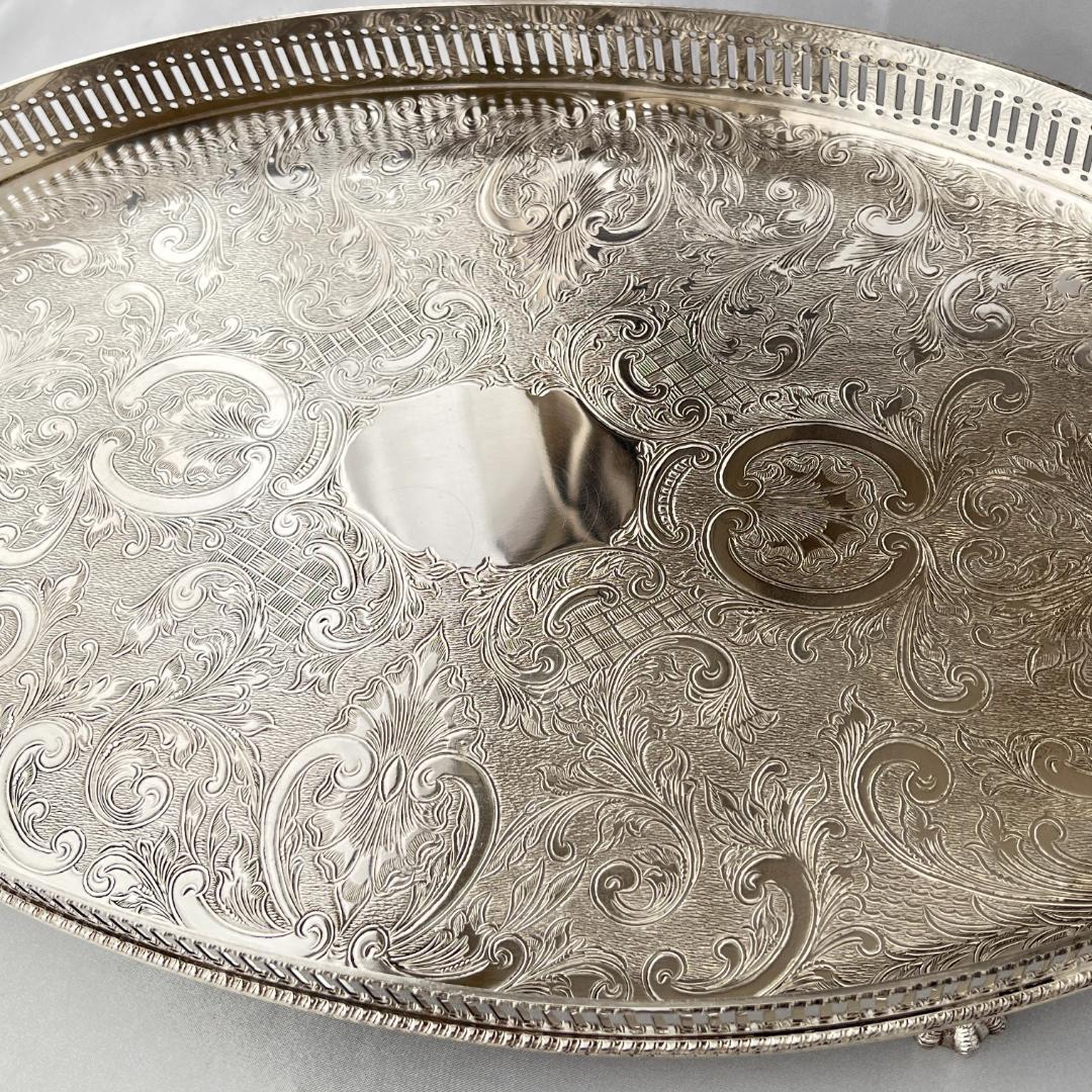 【英国】 ギャラリートレー オーバル型 40cm クロウフット