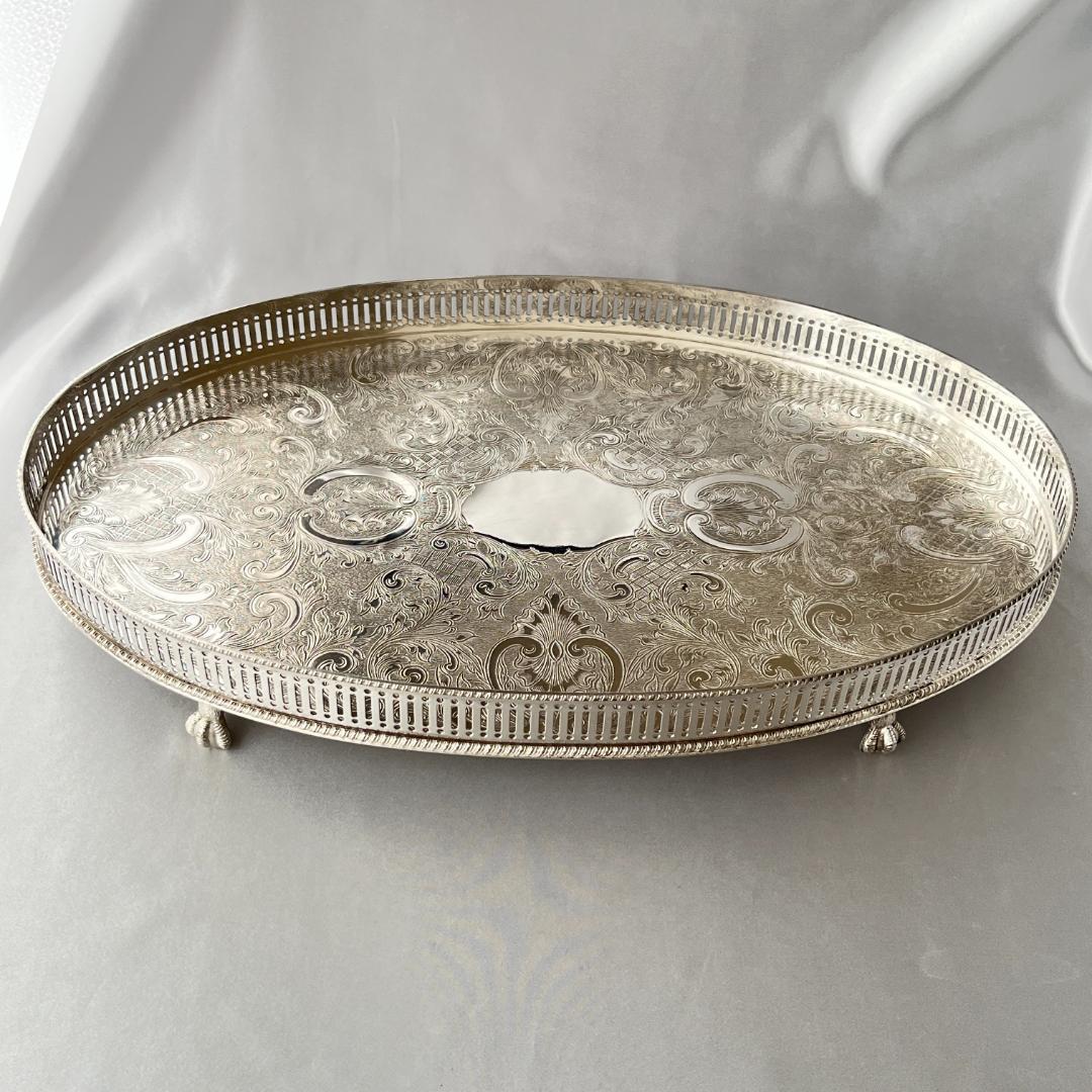 【英国】 ギャラリートレー オーバル型 40cm クロウフット