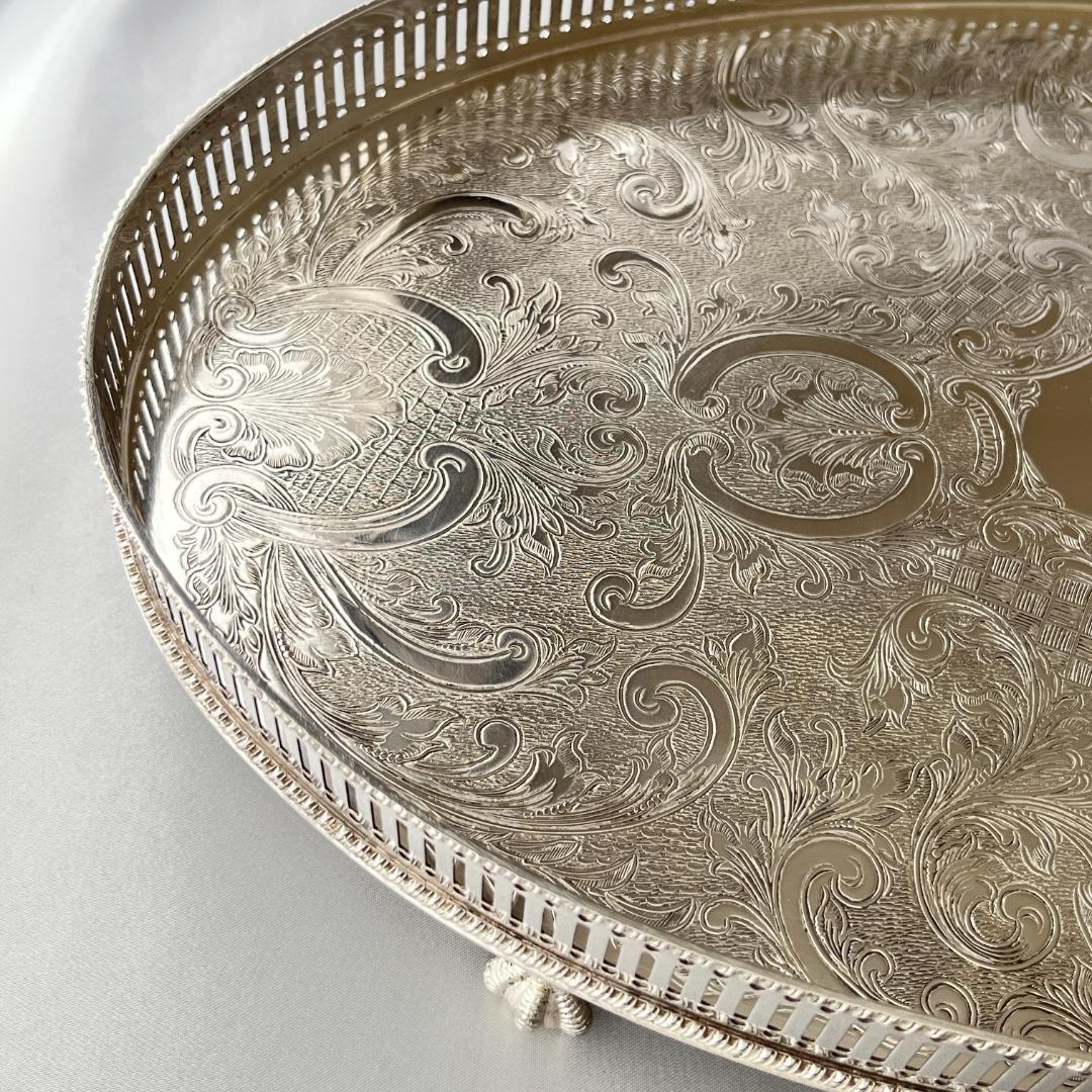 【英国】 ギャラリートレー オーバル型 40cm クロウフット