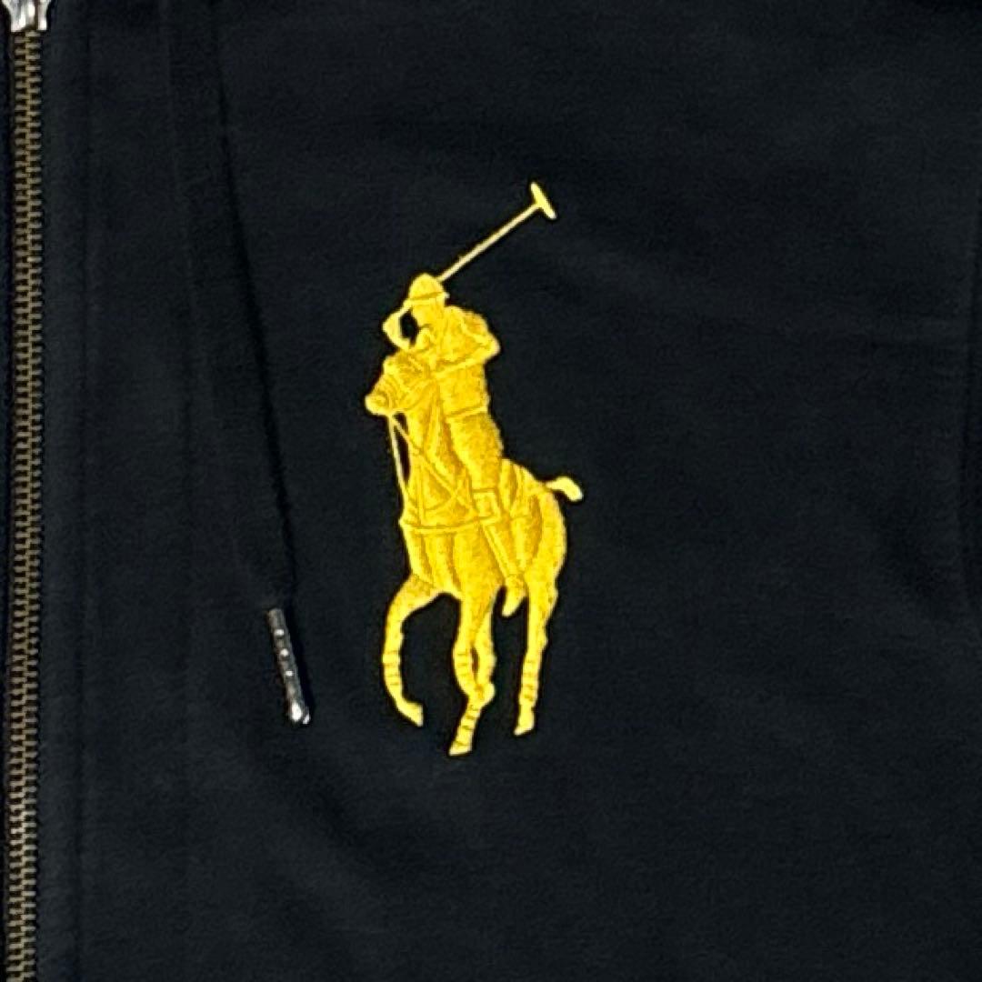 ポロ ラルフローレン UNISEX ビッグポニー ジップパーカー 黒 裏チェック