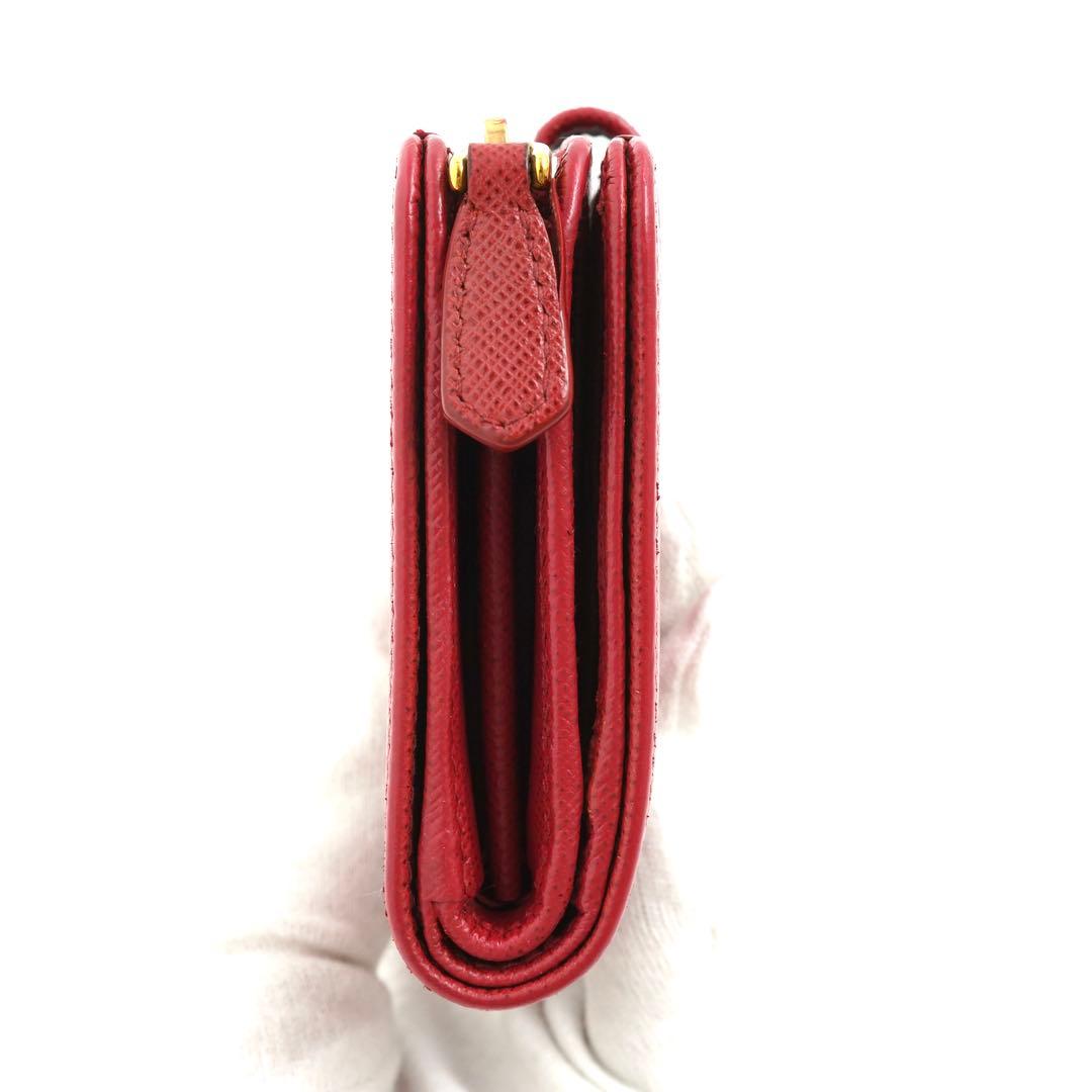 ✨未使用展示品　PRADA ミニ財布　サフィアーノレザー　L字ファスナー レッド