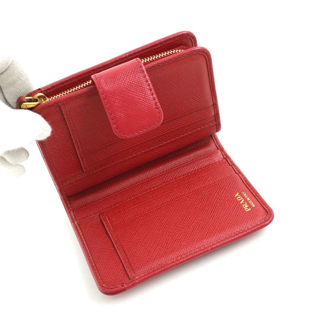 ✨未使用展示品　PRADA ミニ財布　サフィアーノレザー　L字ファスナー レッド