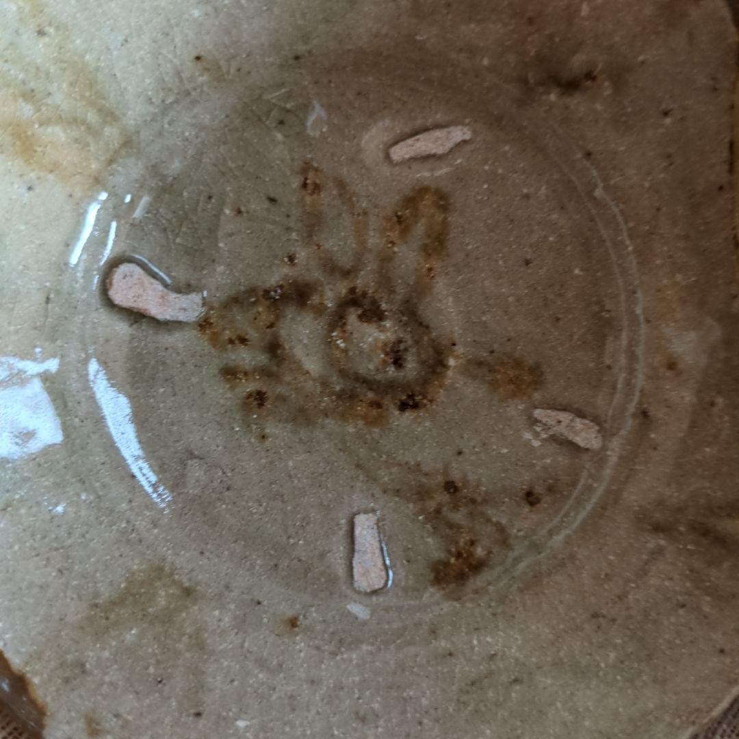 うさぎの絵柄 平茶碗 約12cm　絵唐津平茶碗　骨董品