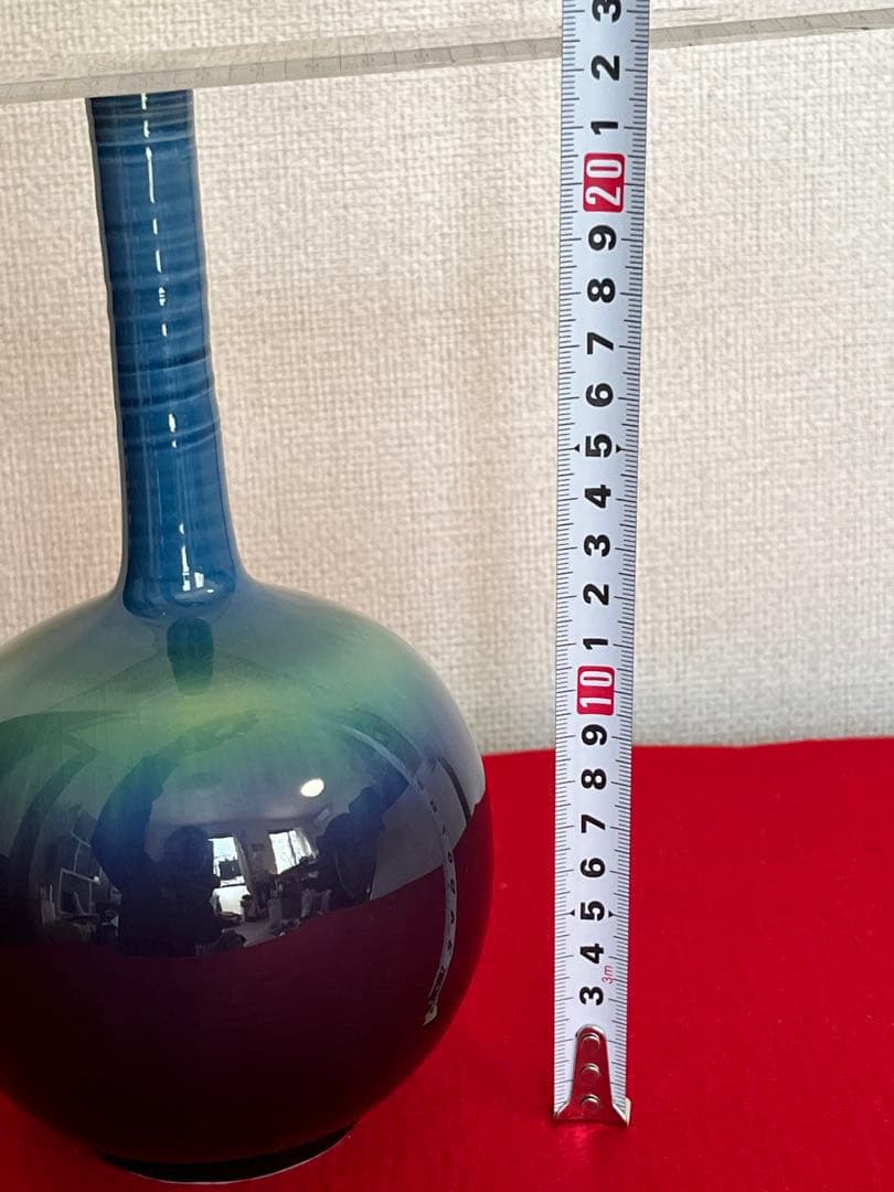 【特価】三代 人間国宝 徳田八十吉（正彦銘）碧明釉 花入 高さ約22㎝ T267