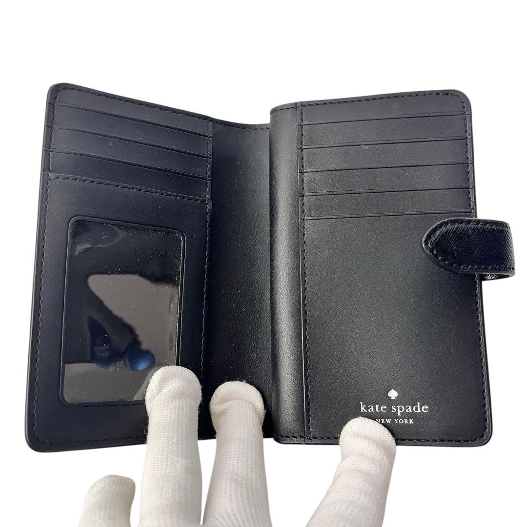 未使用品✨ kate spade ケイトスペード ビジュー コンパクト財布 黒