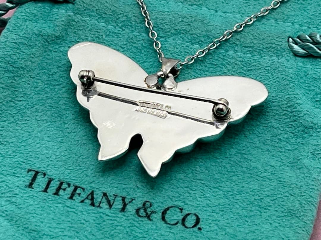 h294 オールド　ティファニー　バタフライ　ブローチ　ネックレストップ　925