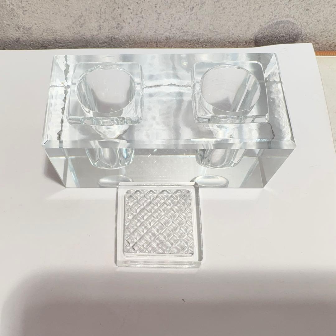 【稀少品】時代物 ヴィンテージ インクウェル 無銘 クリスタルグラス？■