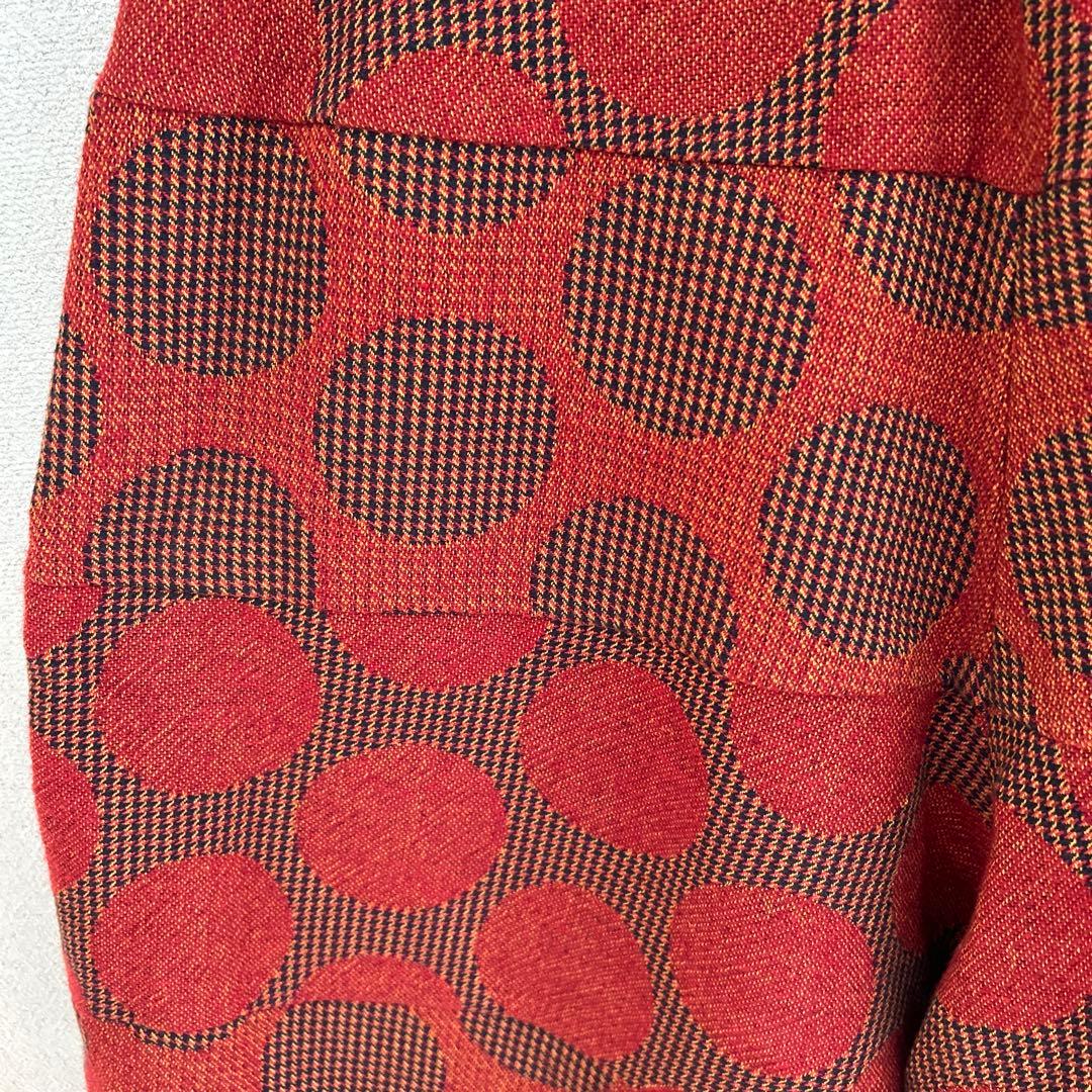 お色訂正　クレッシェントデュオ　オレンジと茶色のドット柄キュロットパンツ