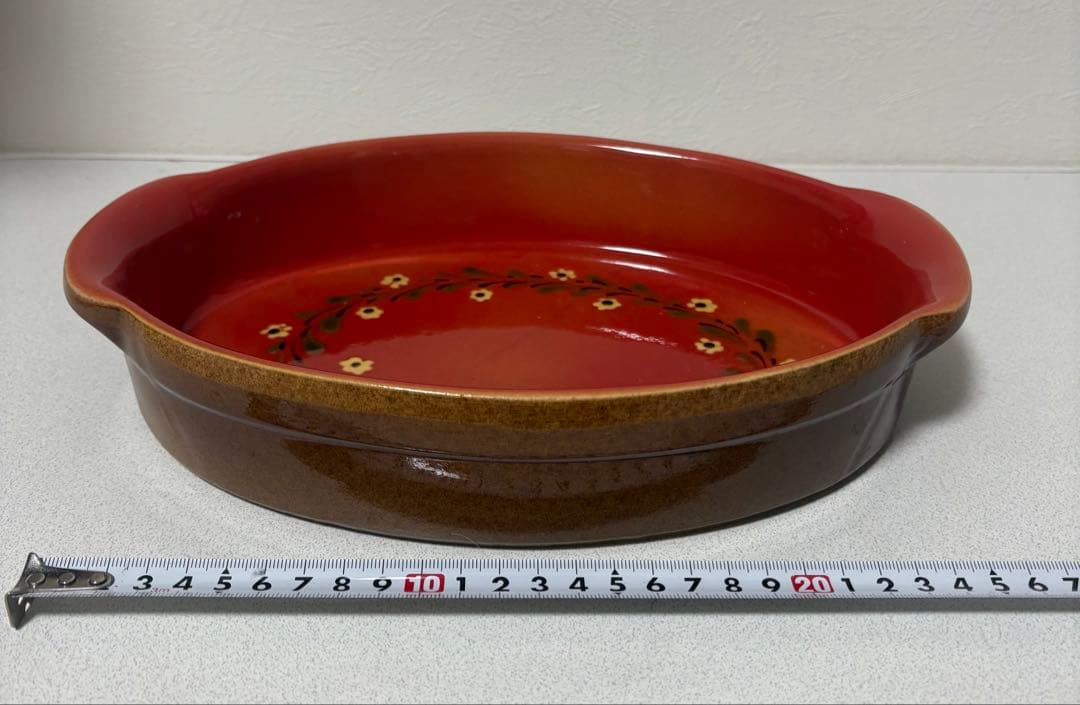 ポトゥリ・ダルザス オーバル グラタン皿 フランスアンティーク　アルザス産 陶器