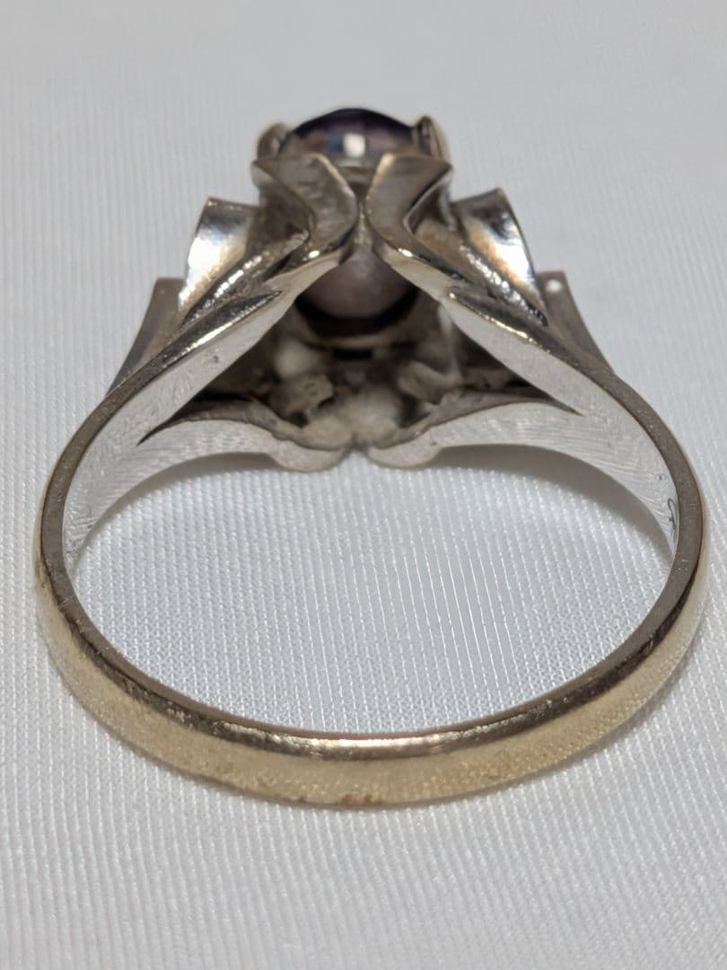 最終値下げ K14WG ホワイトゴールド 石付きリング 4g以上