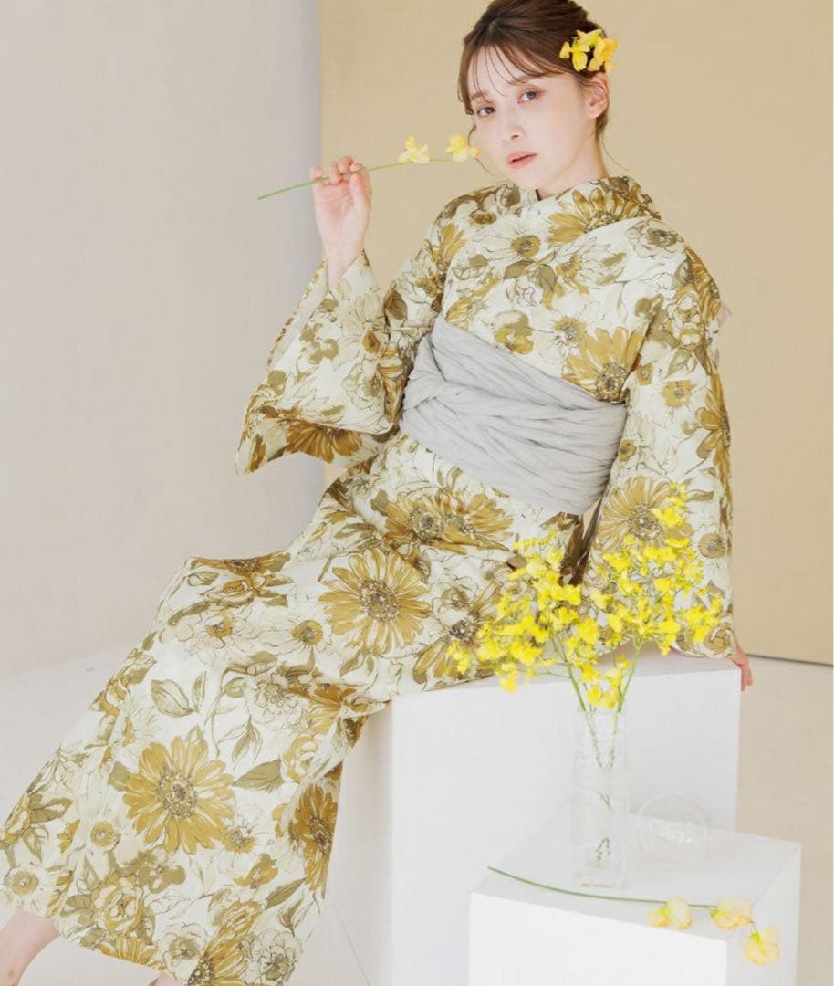 Dita セパレート浴衣　夏色ひまわり　Lサイズ　帯　下駄　セット