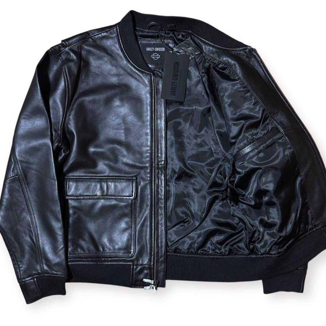 タグ付 純正 HARLEY DAVIDSON 羊革 レザージャケット 黒 L