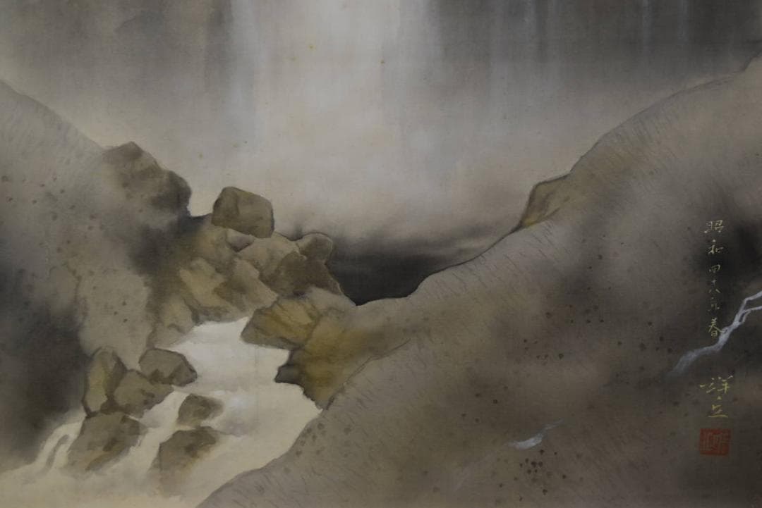 【真作】大島祥丘/華厳の滝図/華厳の瀧図/掛軸/名家伝来/AA-139