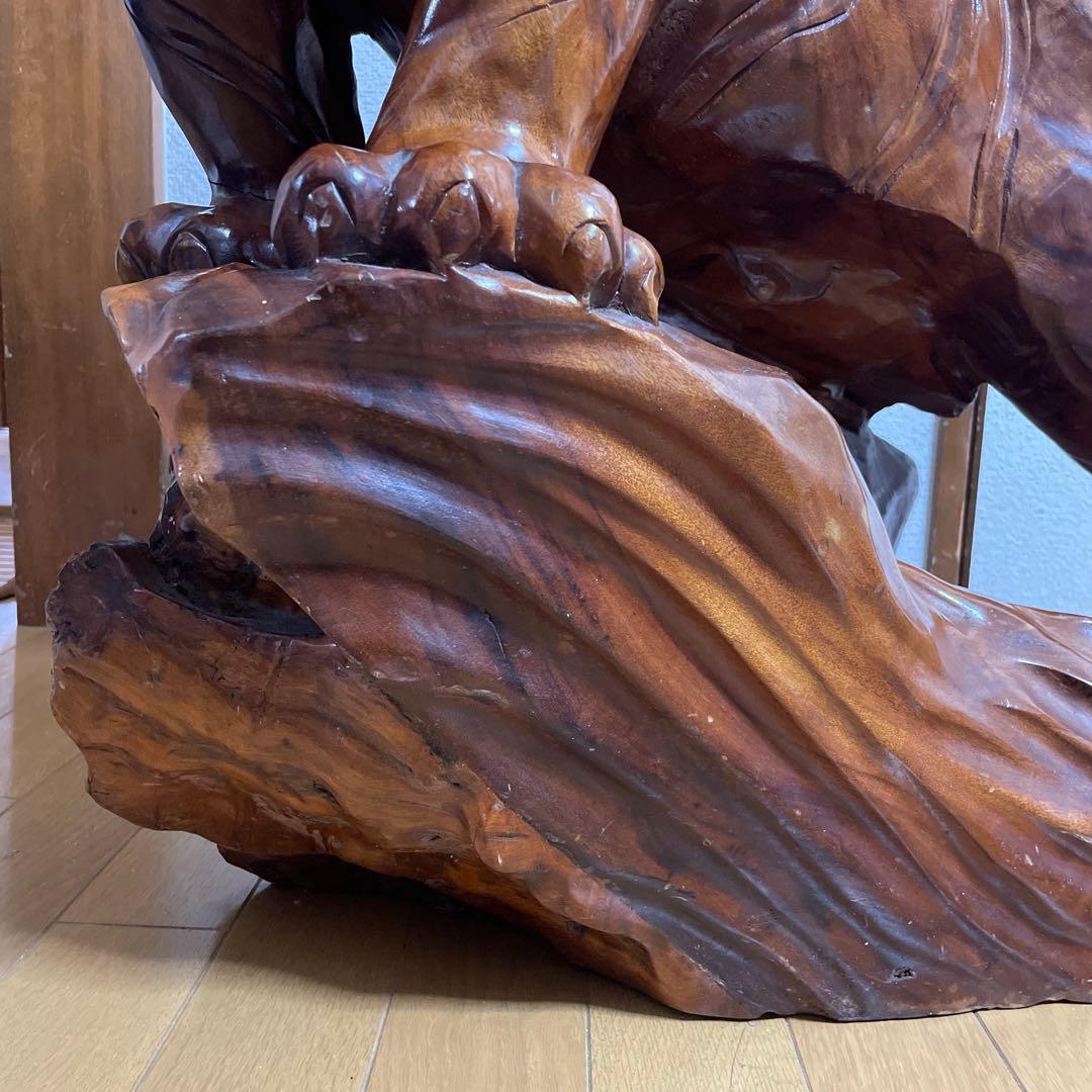 貴重一刀彫　虎　置物　大型