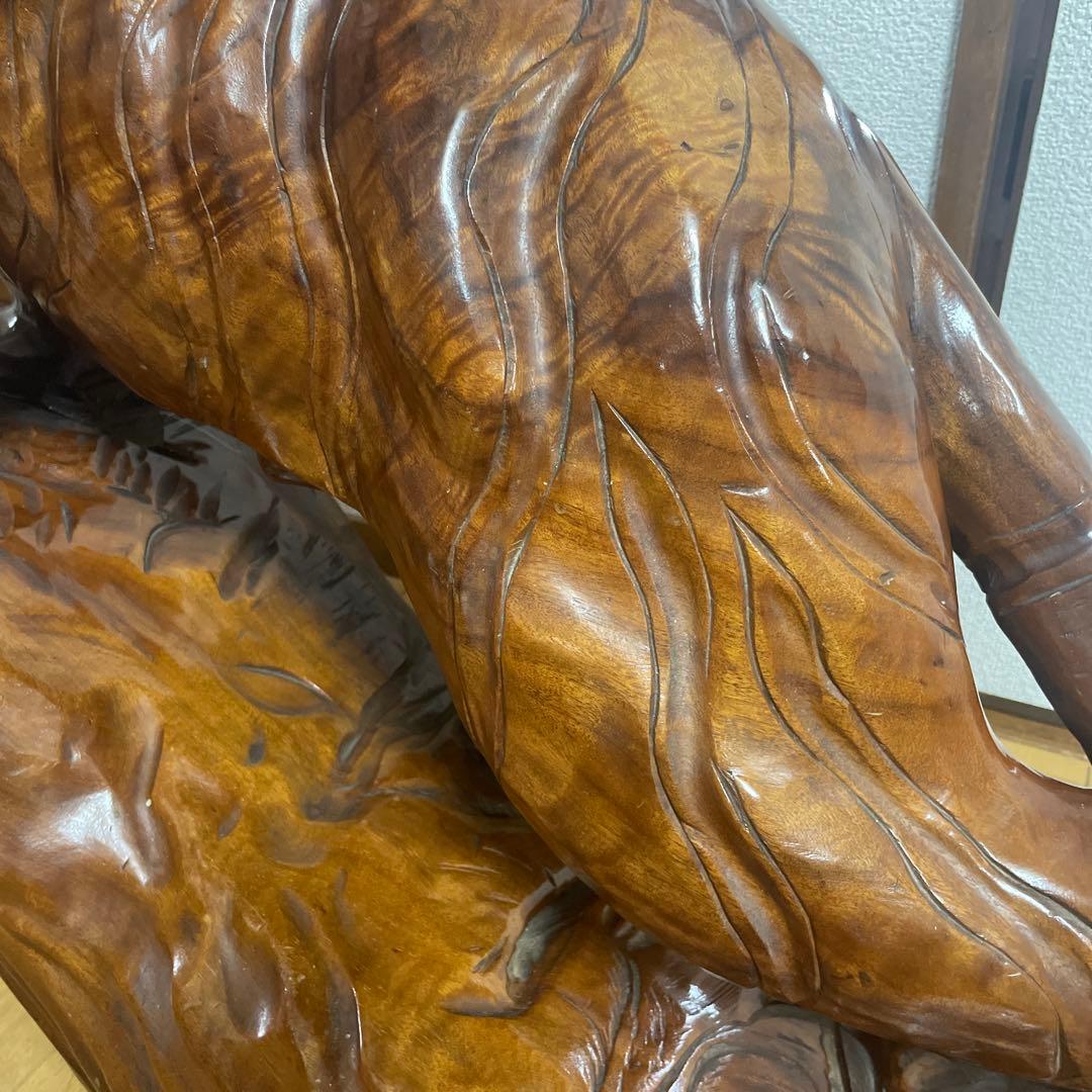 貴重一刀彫　虎　置物　大型