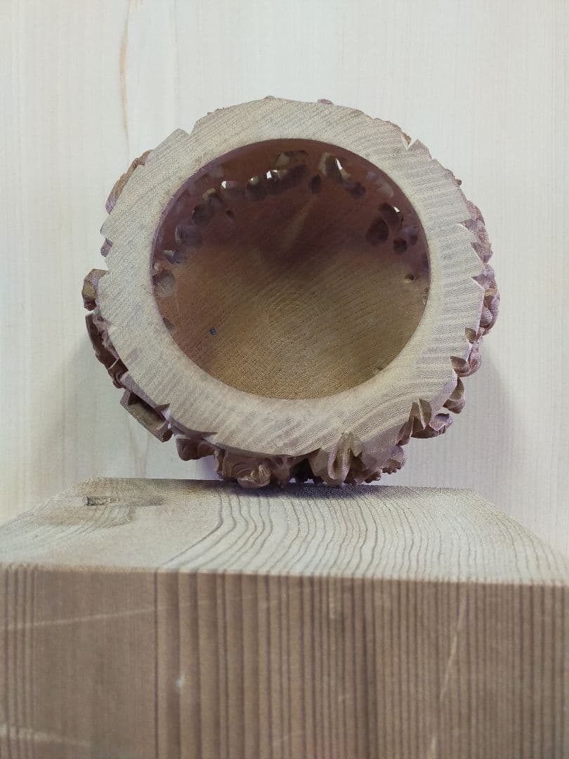 欅香炉台 一刀彫５寸 １６羅漢