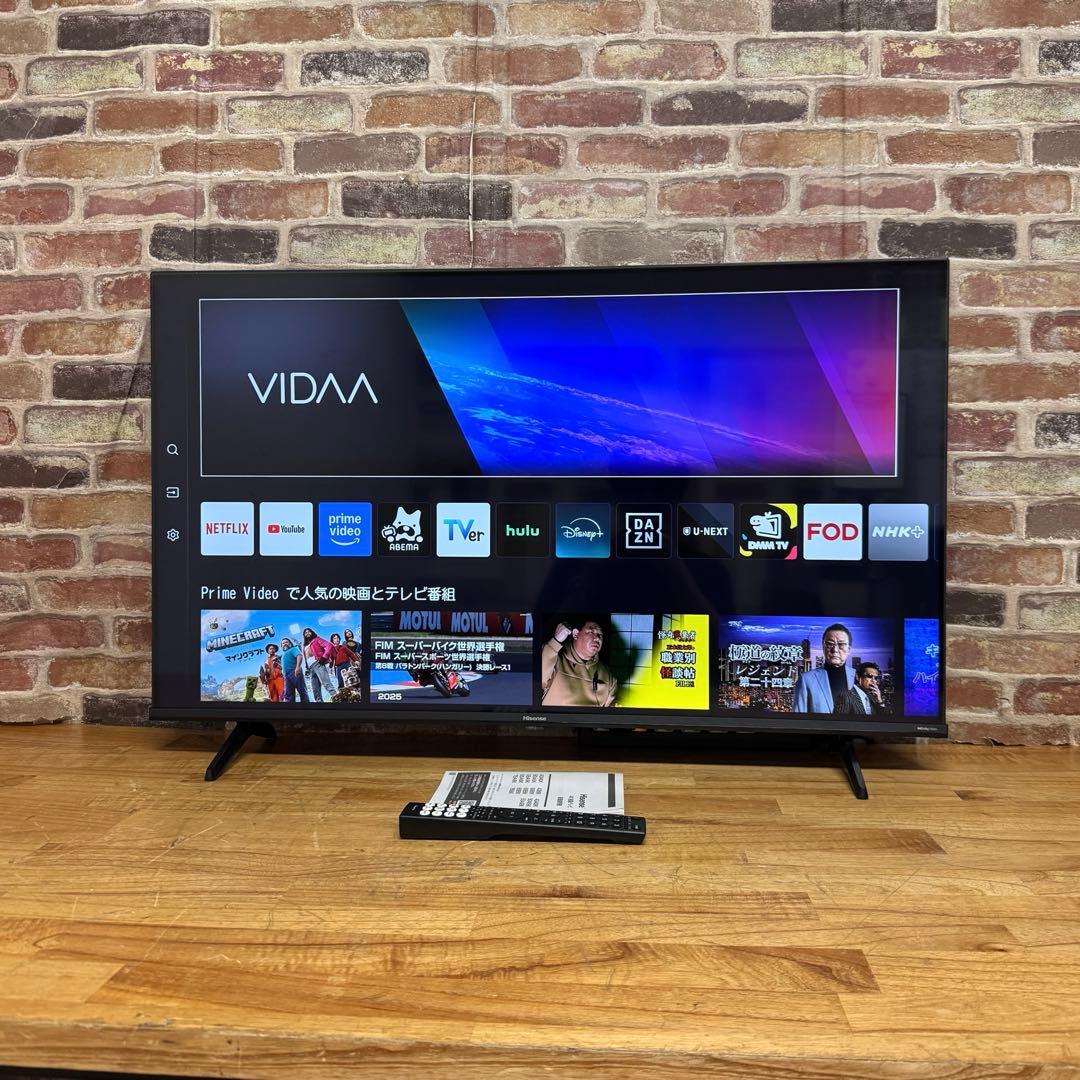 ハイセンス 43V型 4K 液晶テレビ 43A6K 動画アプリ搭載 保証書あり！
