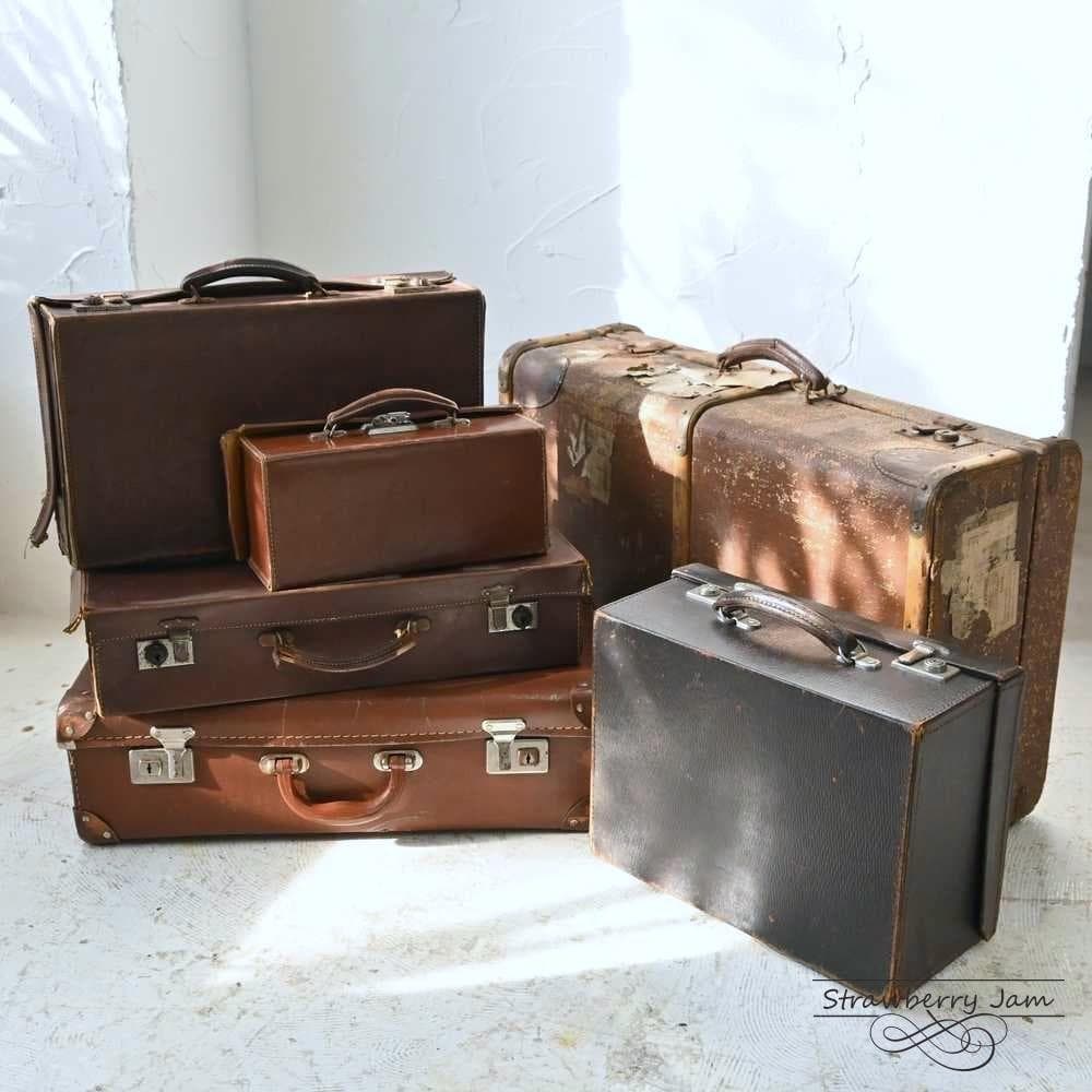 L3612-99-1 英国アンティーク トランク レザーバック 収納 レザー