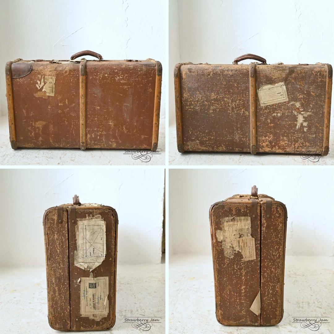 L3612-99-1 英国アンティーク トランク レザーバック 収納 レザー