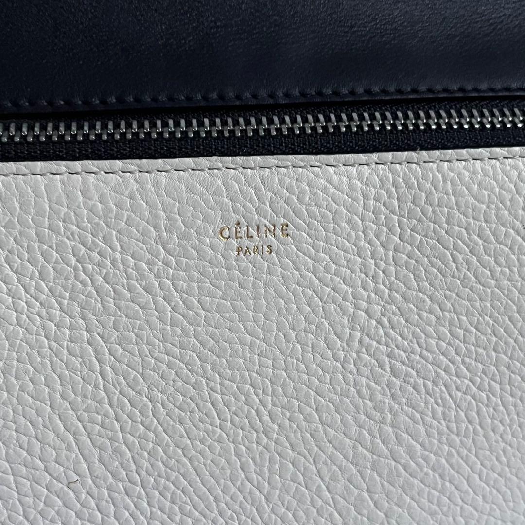 ✨極美品✨　CELINE エッジ　ハンドバッグ　バイカラー　レザー　ブラック
