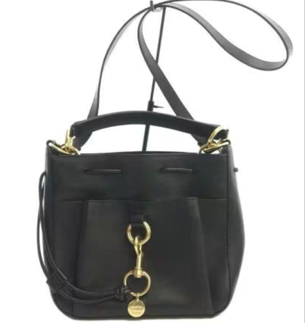 See By Chloe レザー 2way ショルダーバッグ ブラック×ゴールド