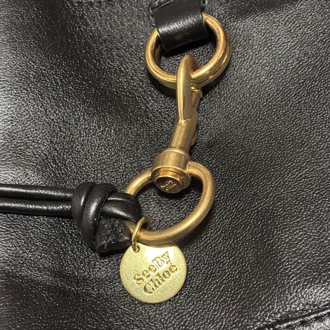 See By Chloe レザー 2way ショルダーバッグ ブラック×ゴールド