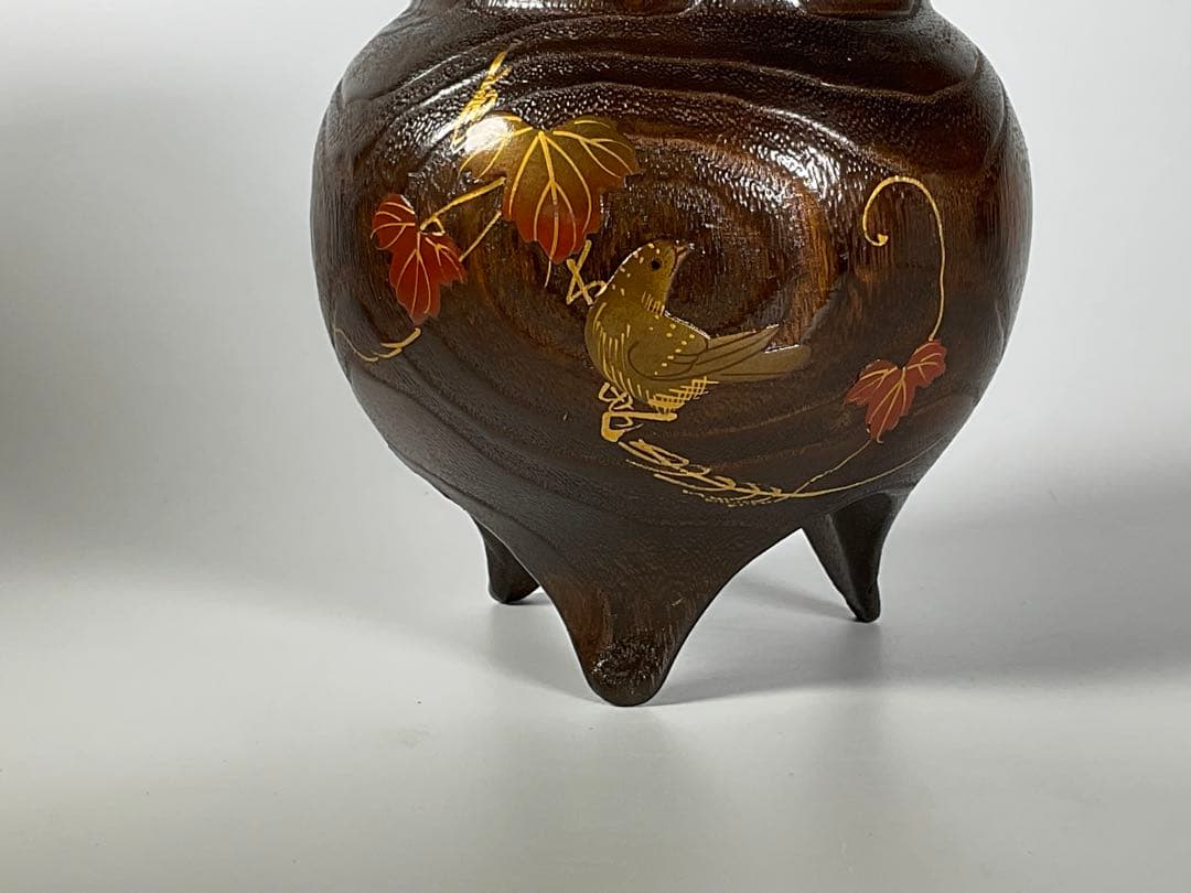 桐蒔絵　香炉　蔦に鳥　銅おとし　茶道具　香道具　共箱