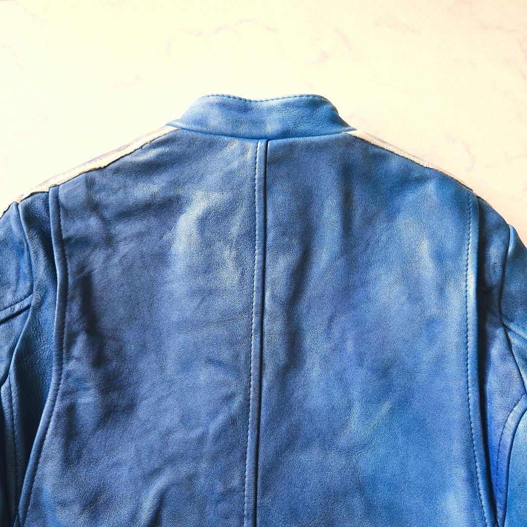Schott クラシックレーサー レザージャケット M 青 シングルライダース