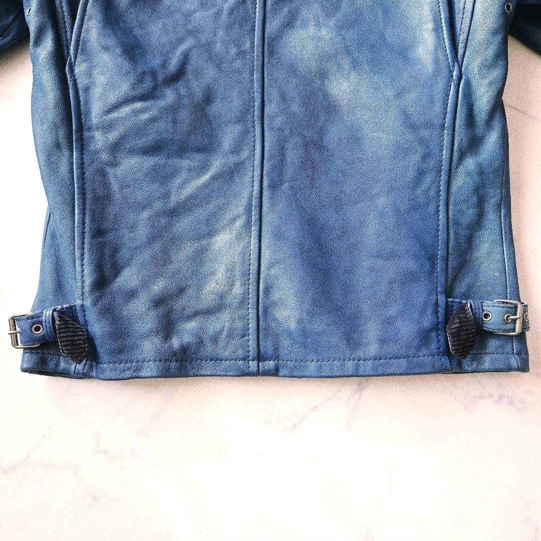 Schott クラシックレーサー レザージャケット M 青 シングルライダース