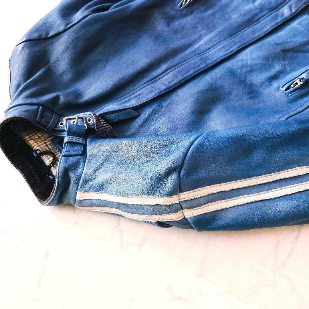 Schott クラシックレーサー レザージャケット M 青 シングルライダース