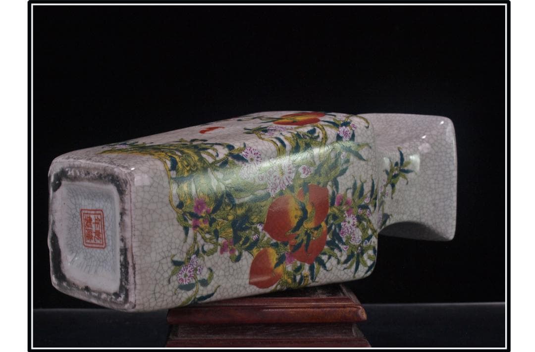 祖父蔵出品 清時代在銘手描き花瓶 美術品　激安骨董品 DE1022B14-1