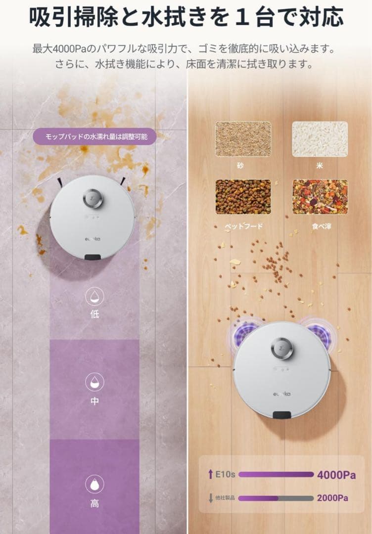 【未開封】EUREKA ロボット掃除機 E10s 4000pa Alexa対応