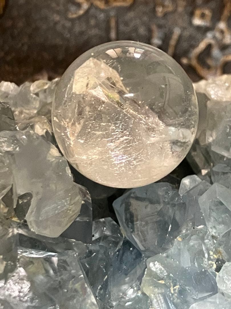 高品質　クォーツインクォーツ　貫入り水晶スフィア　19.0mm