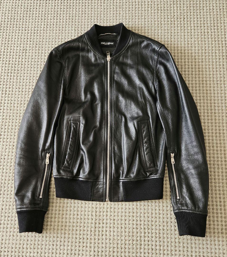 DOLCE&GABBANA ジップアップレザー ボンバージャケット 48