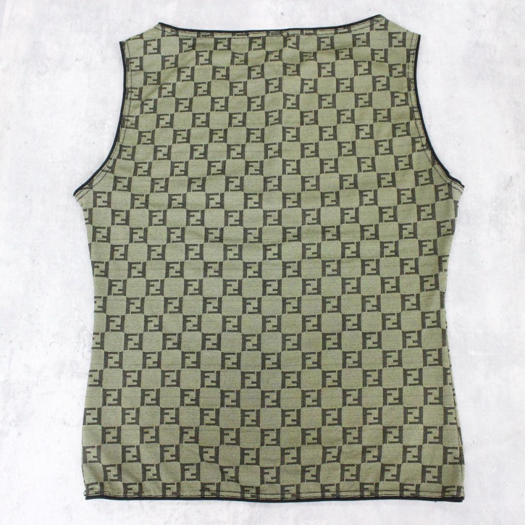 ◇FENDI ロゴパターン ノースリーブ 40 Lサイズ FF柄 ズッカ
