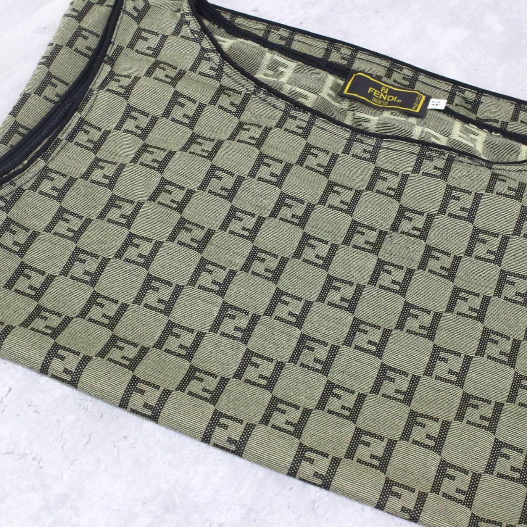◇FENDI ロゴパターン ノースリーブ 40 Lサイズ FF柄 ズッカ