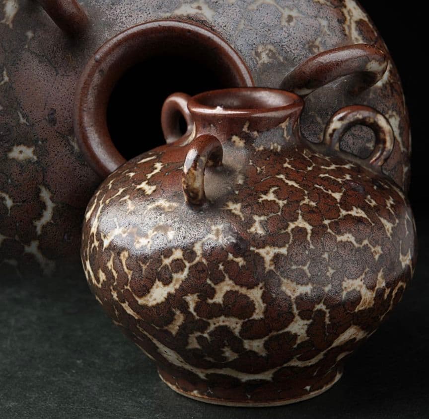 【古陶磁】吉州窯系 斑褐釉三耳小壷・褐釉斑三系小罐 中国古陶磁　中国美術