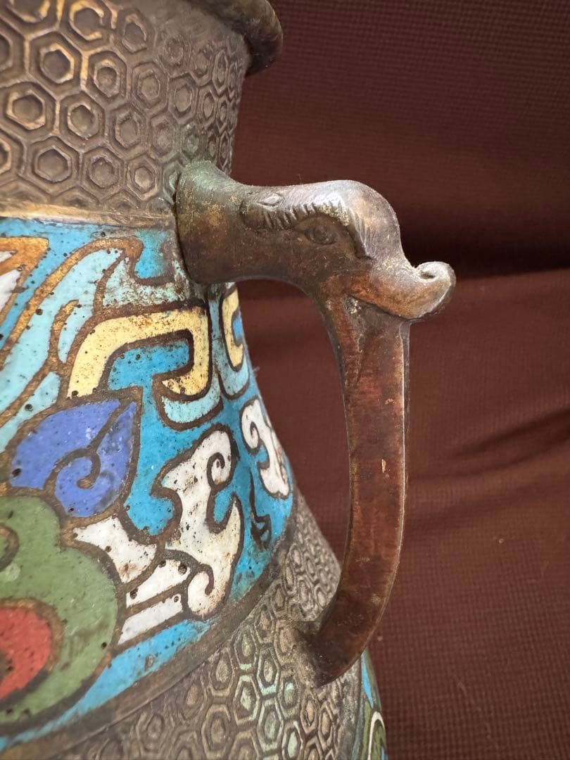 中国古美術　花瓶　古銅製　アンティーク　骨董品