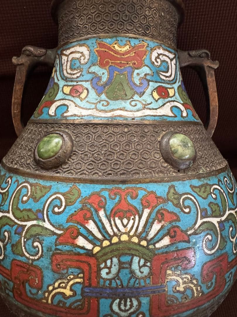 中国古美術　花瓶　古銅製　アンティーク　骨董品