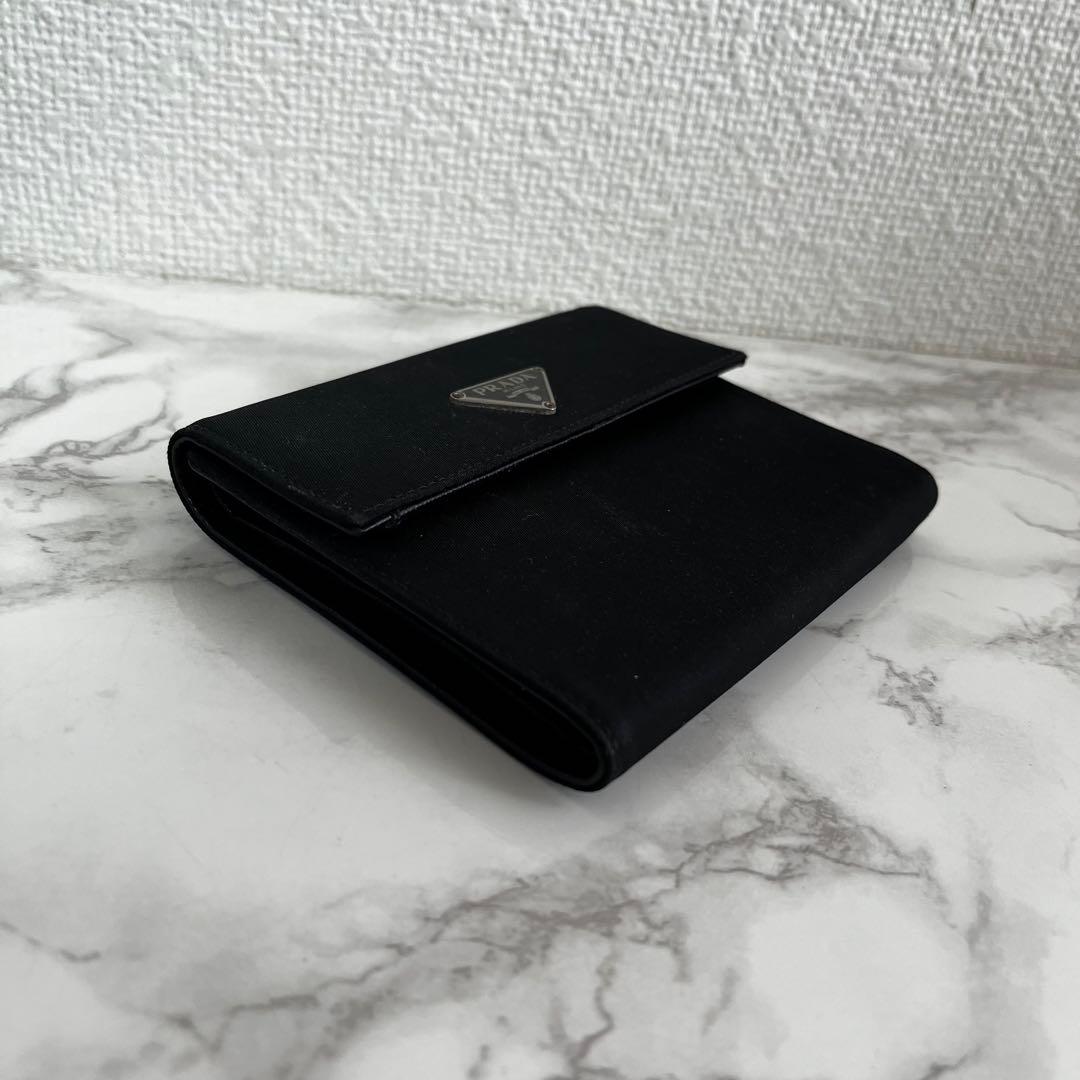 美品 PRADA プラダ テスート サフィアーノ レザー ミニ財布 三つ折り財布
