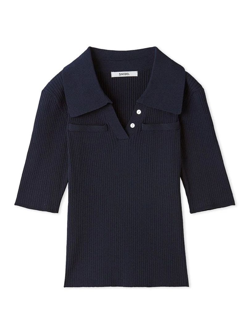 新品未使用☆即完売 SNIDEL スキッパーニットプルオーバー ネイビー