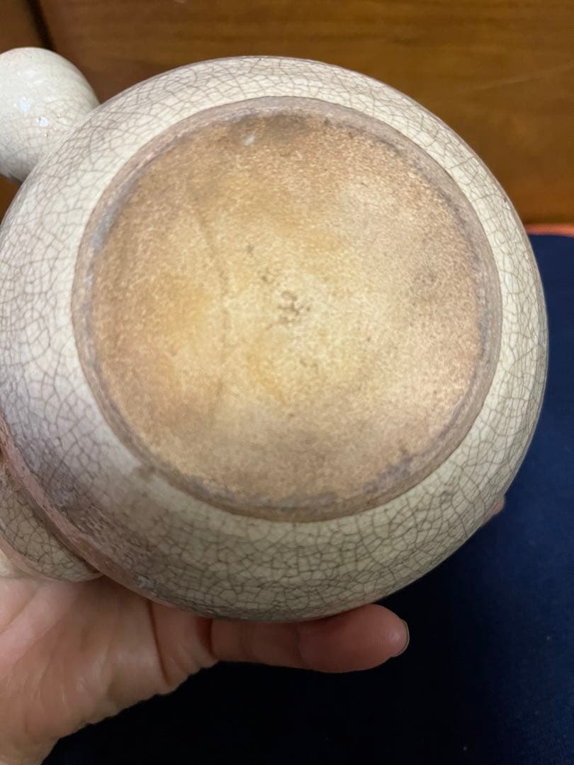 骨董　急須　煎茶道具　貫入　かに彫刻　アンティーク急須