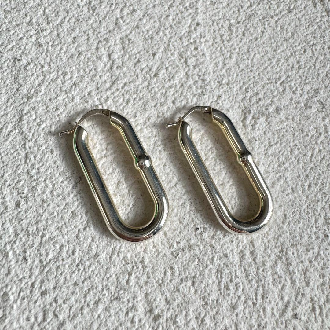 BOTTEGA VENETA ボッテガ チェーン フープ ピアス シルバー