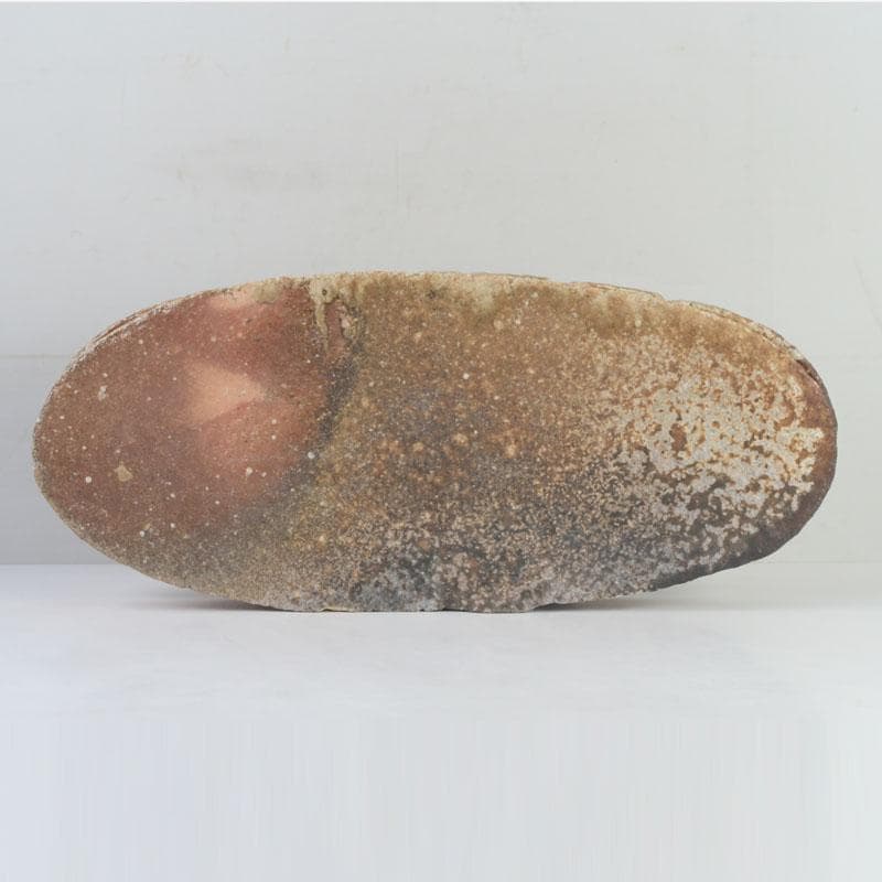 茶道具　信楽焼　奥田英山作　扁壷　花入　共布共箱　N　9811A